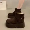 Sapatos Preguiçosos de Sola Ultra Grossa, Sapatos de Algodão Plataforma Versáteis para Mulheres, Botas Femininas Casuais de Cano Médio Inverno 2025, Sapatos de Algodão Femininos Preguiçosos e Quentes
