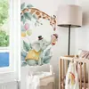 BRUP Adesivo de Parede Girafa Elefante Menininho Aquarela Quarto de Bebê Quarto Infantil Decorativo HS4748E