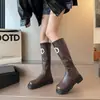 Zapatos nuevos para mujer, botas para mujer, botas altas largas, botas de equitación para primavera/otoño/invierno, botas casuales con cremallera, parte superior de cuero, tacón medio, tacón grueso, estilo versátil