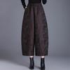 Calças de perna larga em jacquard com relevo Real Shot para mulheres, outono e inverno, nova chegada, forro de lã, calças curtas plus size, calças casuais, botas