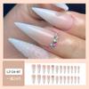 Uñas Populares Transfronterizas Súper Largas en Forma de Gota de Agua Rosa Deseo Puro y Blanco Degradado Uñas Portátiles Dulces con Diamantes de Brillo Parches de Uñas Postizas