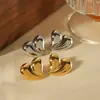 Brincos brilhantes de design de moda simples europeu e americano, brincos geométricos de amor em aço inoxidável 18K, brincos de moda com personalidade