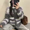 Cárdigan de punto Fair Isle para mujer, Nuevo estilo Otoño/Invierno 2025, Muy elegante, Tejido de estilo relajado, Chaqueta gruesa