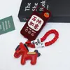 Huayang Año Nuevo Zodiaco Año Caballo Pu Llavero Decoración Bolso Serie Roja Lanyard Festivo para Teléfono Colgante de Bolsa
