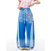 Comercio Transfronterizo 7 Letras Retro Estilo Americano 78 Pantalones Casuales Anchos con Cordón Suelto, Unisex Insignia K, Casual Vintage