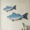 Decoración de Pared Tridimensional con Forma de Pez Estilo Mediterráneo, Decoración de Pared para Entrada y Sala de Estar, Adorno Colgante de Pez Temático del Océano, Colgante de Pared para el Hogar