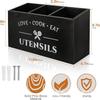 Caja de Almacenamiento de Utensilios de Cocina de Madera, Cesta de Almacenamiento para Clasificación de Cuchillos y Tenedores, Caja de Almacenamiento de Madera para Escritorio de Cocina, Compartimentos de Almacenamiento