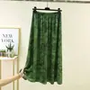 Nueva falda de línea A de verano, falda midi de moda de algodón y seda fina, cintura elástica, adelgazante, elegante, holgada, casual, dobladillo amplio