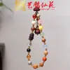 Pulsera Artesanal de Madera con Semillas de Cascabel, Cascabel de Agitar a Mano, Carrillón de Viento de Cáscara de Fruta de los Deseos, Colgante para Bolso, Llavero para Teléfono