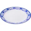 Kaibaiya disco de melamina azul e branco porcelana prato de plástico redondo talheres imitação de porcelana hotel restaurante prato para fritar comercial