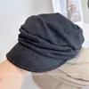 Boina de Lana Mezclada con Seda de Morera Pesada para Otoño e Invierno Sombrero de Monta Cálido para Mujer Boina Estilo Zhang Jingyi Gorra de Periódico de Moda