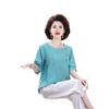 Roupas de Verão para Mãe Jovem Conjunto Casual 50 anos Meia-idade Temperamento Camiseta que Rejuvenesce Top Plus Size para Mulheres de Meia-idade