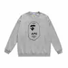 Moletom fino de terry para comércio exterior transfronteiriço, para homens e mulheres, estação outono, com estampa de letras homem-macaco e camuflagem, caimento solto, gola redonda, pulôver, moderno