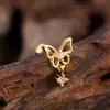Unha de Osso de Orelha Zircônia de Aço Inoxidável Casual e Personalizada, Joia de Piercing de Unha de Orelha Micro-Embutida Exquisita e Compacta 0.8*6*4mm