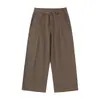 Pantalones Casuales Rectos Estilo Workwear Japonés para Hombre Vibe Marca de Moda Retro Americano Color Sólido Bolsillo con Personalidad Sueltos Largos