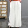 Calças casuais da moda femininas primavera nova chegada cintura estressada all-match solto algodão linho calças de perna reta artístico guofeng retro pesado bordado