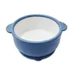 Tazón Cerámico Infantil Apto para Microondas con Ventosa Fuerte de Silicona, Tazón de Silicona con Doble Asa para Cocinar al Vapor, Tazón Anticaídas para Comida Complementaria de Bebé