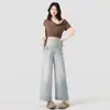 Calça Jeans Wide-Leg para Gestante para a Primavera, Estilo Fino de Verão para Mulheres Baixas, Comprimento Nove Pontos, Não Apertando na Barriga durante a Gravidez, Leggings