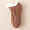 Calcetines Gruesos Antihielo para Pies Calcetines de Piso para el Hogar para Mujer Calientes de Felpa Calcetines para Dormir Color Sólido Patrón de Punto Trenzado Antideslizantes Calcetines Ultra Grues Mantener Caliente