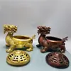 Decoración de quemador de incienso de tortuga dragón de latón Plato de quemador de incienso hueco de tortuga dragón de latón Artesanías de tortuga de latón para incienso