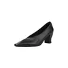 Sapatos de Salto Únicos Azul Turquesa Corte em V Couro Genuíno Estilo Francês Elegantes Sapatos de Salto Único, Nova Cor-Quadrado Polido Bico Quadrado Salto Grosso Sapatos de Vovó, Saltos Altos