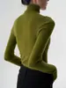 SS STUDIO Top básico de punto de lana con cuello semialto/cuello alto elegante para mujer, sin costuras, integrado, para desplazamientos diarios, otoño e invierno
