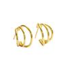 E0023 Pendientes de aro geométricos de oro liso estilo europeo y americano, con múltiples aros, con personalidad para mujer, a la moda, con forma de círculo, chapados en cobre, joyería de oro auténtico