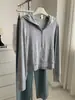 Jaqueta Moletom com Capuz Nuo Jiji Escovado Preguiçoso Feminina 26 Outono Estilo Coreano Caimento Relaxado Emagrecedor Zíper Cardigan Top