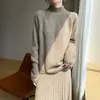 Suéter de lana de alta calidad con manga de crin de caballo de siete y media agujas, 100% lana, corte tridimensional, diseño vintage, prenda de punto para otoño-invierno