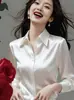 Camisa de Manga Larga de Color Puro con Diseño Minimalista de Nicho para Mujer, Temperamento de Principios de Otoño, Versátil, Holgada, Adelgazante, Cuello Polo, Top de Moda
