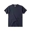 Algodão de Alta Qualidade de Xinjiang! Camiseta Base Casual Solta de Manga Curta com Gola Redonda, Cor Sólida, Azul Marinho, 300g, Tecido Pesado, Ombros Levemente Caídos