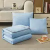 Edredón de almohada de terciopelo de cristal con dibujos animados gruesos impresos, edredón de almohada multifuncional dos en uno, manta de regalo