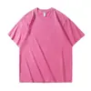 Camiseta unisex de algodón 100% de 230 g, lavada y con efecto desgastado, cuello redondo, corte holgado de moda, hombros caídos, con logo personalizado