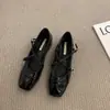 Zapatos de Mujer Mary Jane Cruzados de Tacón Grueso Plateados con Punta Cuadrada 2023 Nuevos Mocasines Planos Suaves de Primavera