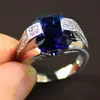 Huajie Venta Caliente Nuevo Exquisito Anillo Azul con Circonita Incrustada para Mujer Anillo Transfronterizo Europeo y Americano Joyería Versátil Venta al por Mayor