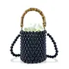 Bolsa Personalizada 2024 Nueva Celebridad de Internet con Asa de Bambú Cadena de Perlas Mini Bolso Cubo Bandolera Bolso de Hombro Cruzado