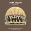 Gorro Jacquard Retro Coreano para Mujer, Cálido Gorro de Pescador con Protección para los Oídos, Versátil Gorro de Lana Tejido Estilo Étnico, Gorro para el Frío