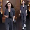 Conjunto de traje profesional talla extra, nueva colección primavera 2026: conjunto de dos piezas, blazer casual holgado y adelgazante y pantalón de pierna ancha