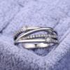 Anillo de moda para mujer con incrustaciones de circonitas y hermosas líneas geométricas, superventas transfronterizas de Cao Shi, anillo de joyería