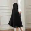 Gao Ding elegante traje de acetato chaleco de cuello en V falda de satén verano calle frita cintura elástica falda grande de alta gama para ir al trabajo