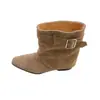 686-8 Botines Cuadrados Retro con Hebilla de Cinturón Moda Otoño e Invierno para Mujer Más Fáciles de Combinar Botines de Ante de Tacón Bajo