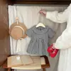 Vestido a Cuadros Blanco y Negro con Cuello de Volantes para Bebés y Niños Pequeños, Vestido de Princesa Suave y Lindo de Manga Corta para Niñas, Vestido de Moda para Niñas