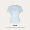 Ropa de Mujer de Moda Primavera/Verano Estilo Europeo y Americano Chica Picante Alta Elasticidad Hombro Normal Corte Ajustado Manga Corta Camiseta Casual para Uso Diario Hecho a Medida para Mujeres