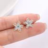 Aretes de Flor de Cinco Pétalos de Zirconio Estilo Coreano Aretes de Plata S925 Aretes Simples de Moda Trendy Elegantes Suaves de Hada