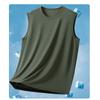 Camiseta sin mangas de seda de hielo de verano de secado rápido Chaleco para hombre Deportes T Fitness Absorción del sudor Transpirable Entrenamiento Cuello redondo Chaleco talla grande