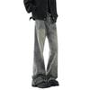 Jeans Jacquard Azul Vintage Masculino Primavera e Outono Novo Design Calças Estilo Americano High Street Vibe Calças Retas