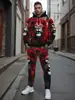 Estación Independiente Temu Moda Masculina Transfronteriza Tendencia Estilo Europeo y Americano Otoño Casual Deportivo Sudadera con Estampado Traje Dos Piezas
