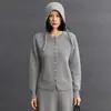 Estilo Novo Outono e Inverno Estilo Suave Caxemira Feminino Gola Redonda Ponto de Lingote Solto Moderno Elegante Cardigã de Tricô