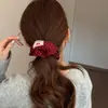 Goma para el Pelo de Tela a Cuadros Rojos para Mujer, Lazo para el Cabello Moderno y Versátil, Banda Elástica de Alta Elasticidad, Cuerda para Moño, Accesorio para el Cabello