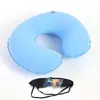 Almohada Inflable de Viaje en Stock para Coche y Avión, Forma de U de PVC Flocado al por Mayor, Se Puede Inflar